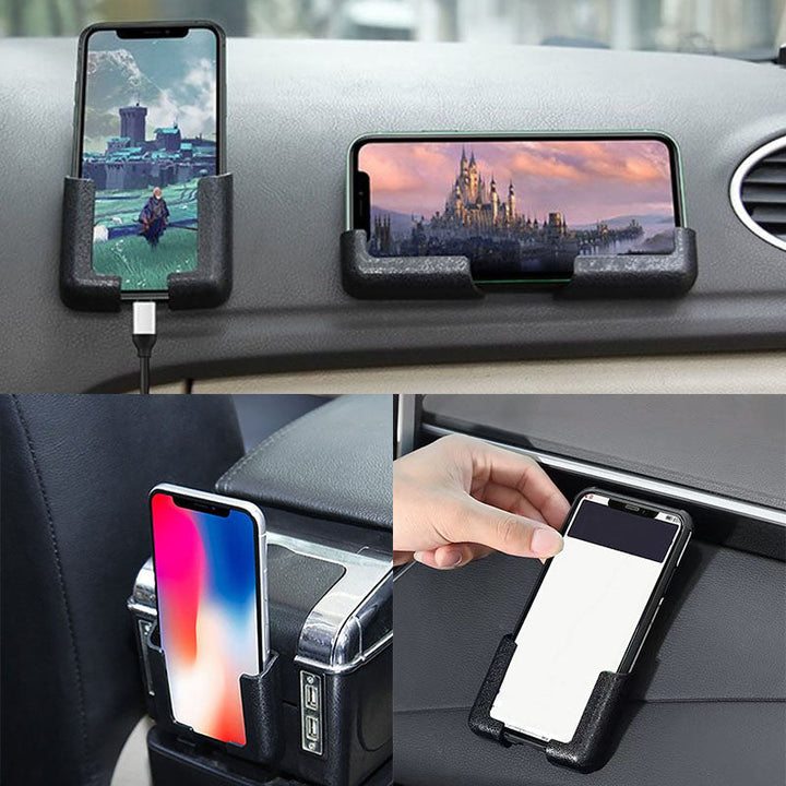Alsidig PVC-mobilholder til bil, justerbar og flerfarvet, tilbyder sikkert greb og opladningsmulighed.