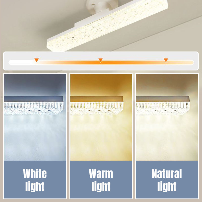 Elegant krystalformet LED-lampe, 360° drejelig, moderne design, hvid akryl, energieffektiv og klar.