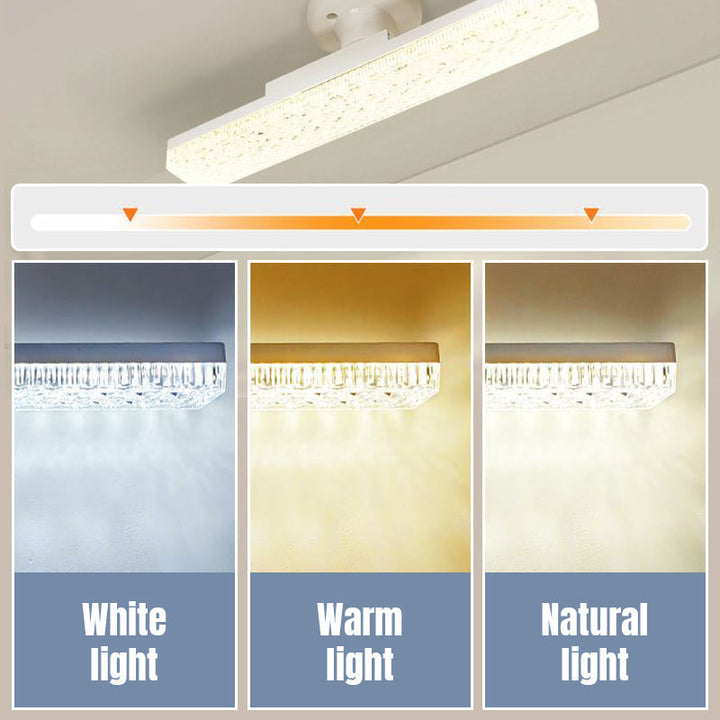 Elegant krystalformet LED-lampe, 360° drejelig, moderne design, hvid akryl, energieffektiv og klar.