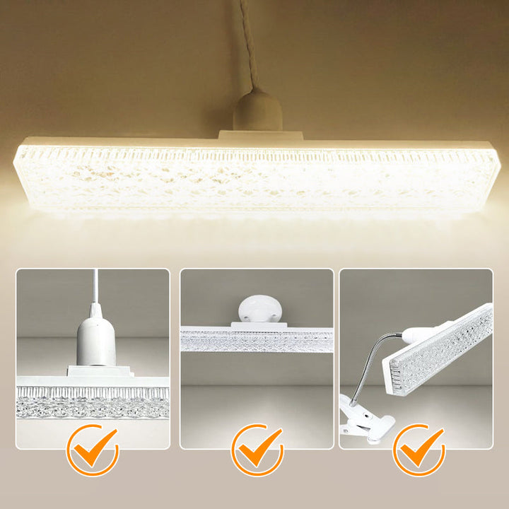 Elegant krystalformet LED-lampe, 360° drejelig, moderne design, hvid akryl, energieffektiv og klar.