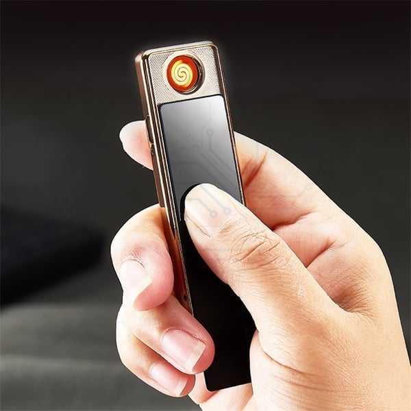 "Tyylikäs metallinen tuulenpitävä USB-sähkösytkäri ohut runko, tuulisuojaava, ladattava, moderni muotoilu"