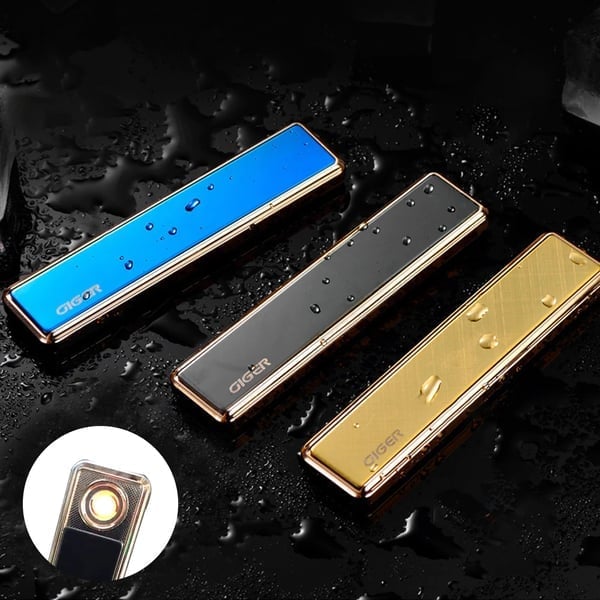 "Tyylikäs metallinen tuulenpitävä USB-sähkösytkäri ohut runko, tuulisuojaava, ladattava, moderni muotoilu"