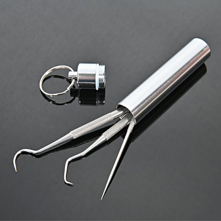 Tyylikäs naisten hammastikkusetti ruostumattomasta teräksestä, antibakteerinen ja kompaktisti kannettava, hampaiden puhdistuk