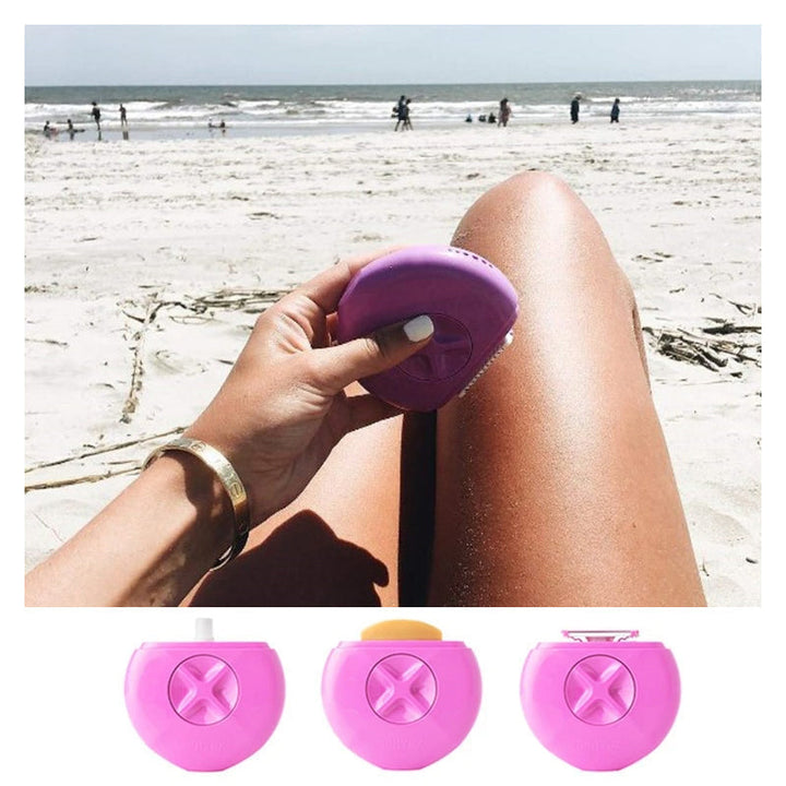 Elegant dame 3-i-1 bærbar epilator med bruser, skum og barbermaskine i kompakt design.