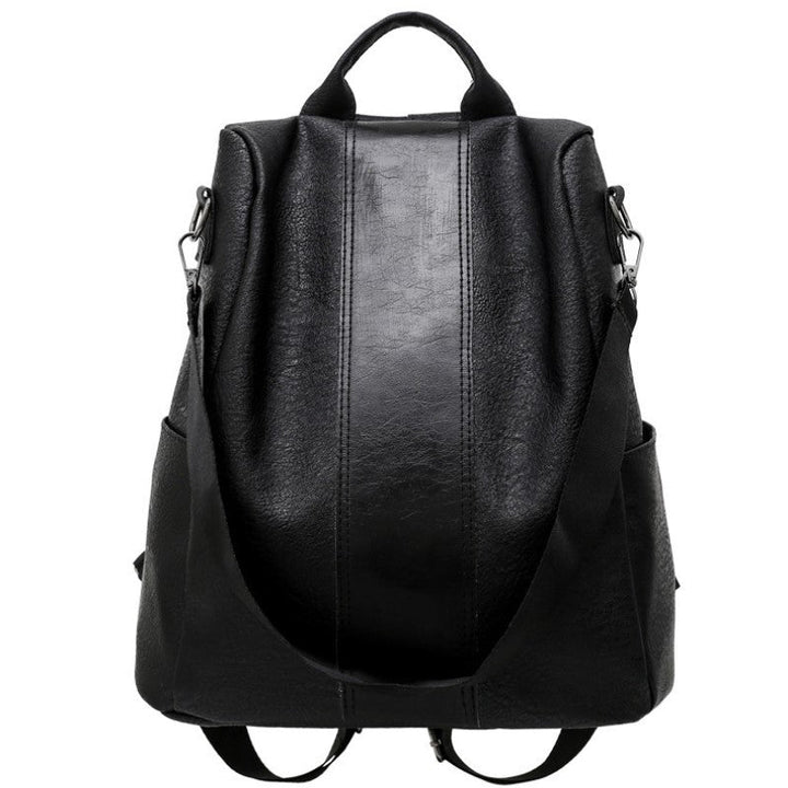 Stilvoller Damen-Rucksack, wasserdicht, diebstahlsicher, aus schwarzem Nylon/PU, mit mehreren Taschen und verstellbaren Trägern.