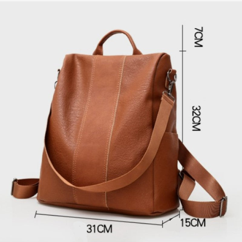 Stilvoller Damen-Rucksack, wasserdicht, diebstahlsicher, aus schwarzem Nylon/PU, mit mehreren Taschen und verstellbaren Trägern.