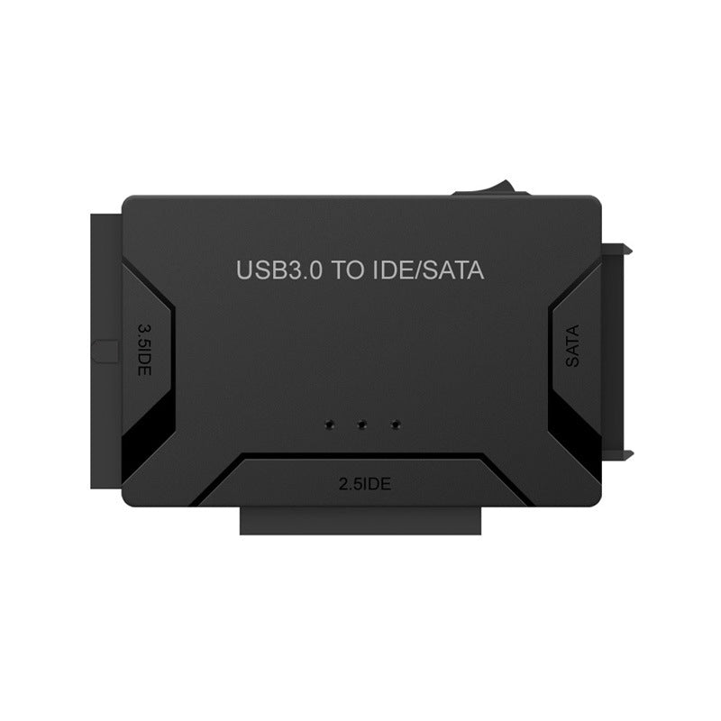 USB 3.0 IDE & SATA konverter til harddisk, tilsluttet med kabel, muliggør effektiv dataoverførsel til computer.
