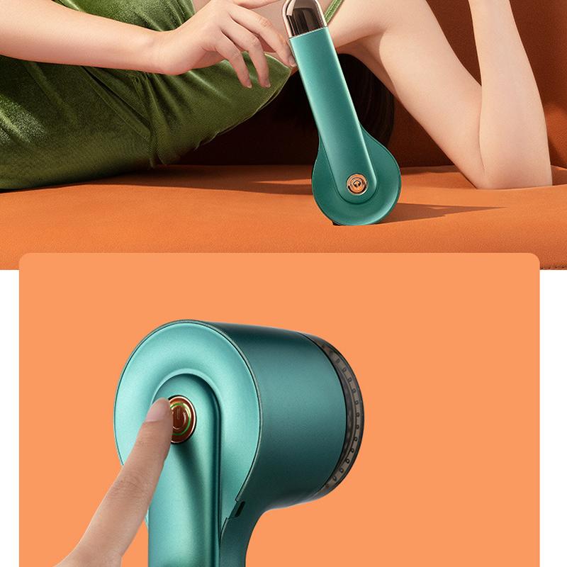 Genopladelig Stofpillefjer med USB i grøn, stilfuldt design, ABS-materiale, effektivt seksblads-system.
