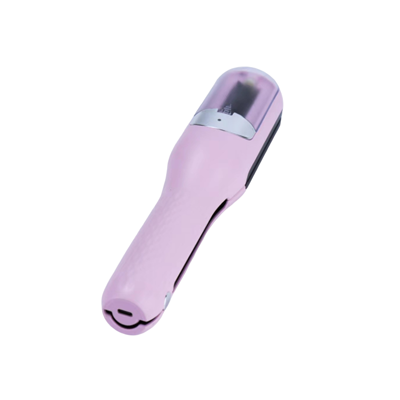 USB-opladelig dame hårtrimmer til spaltede spidser, sølvfarvet, kompakt design, let og bærbar.