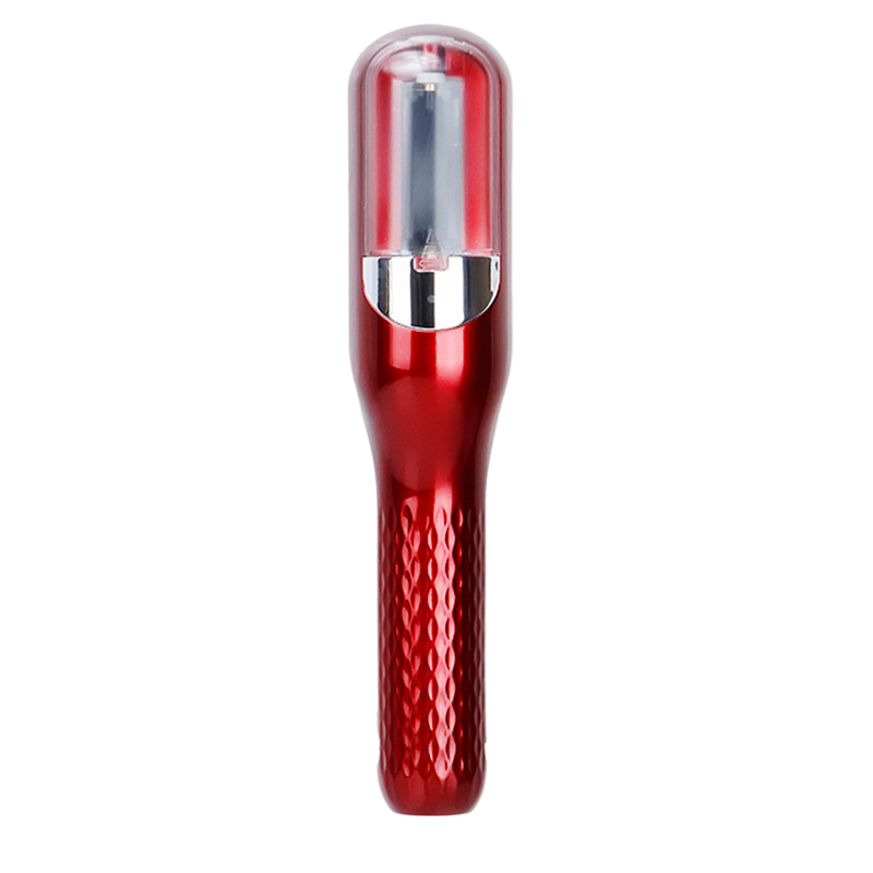 USB-opladelig dame hårtrimmer til spaltede spidser, sølvfarvet, kompakt design, let og bærbar.