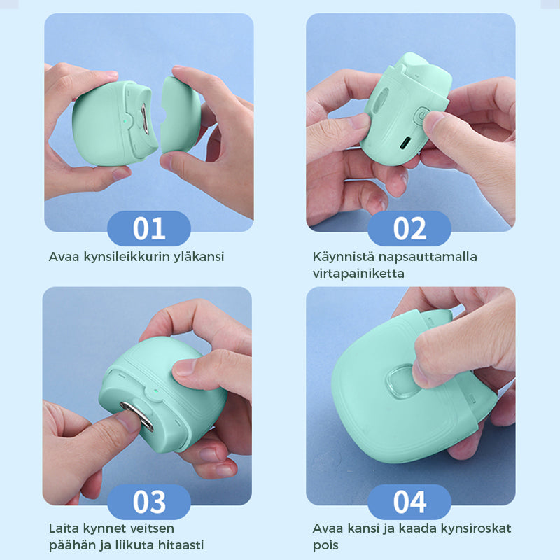 Genopladelig hvid ergonomisk negleklipper til smart hjem, buet design og indbygget beholder til neglerester