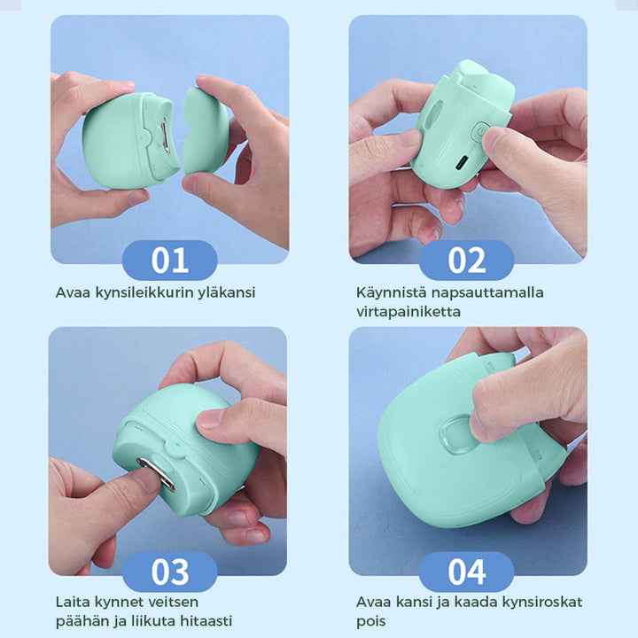 Genopladelig hvid ergonomisk negleklipper til smart hjem, buet design og indbygget beholder til neglerester