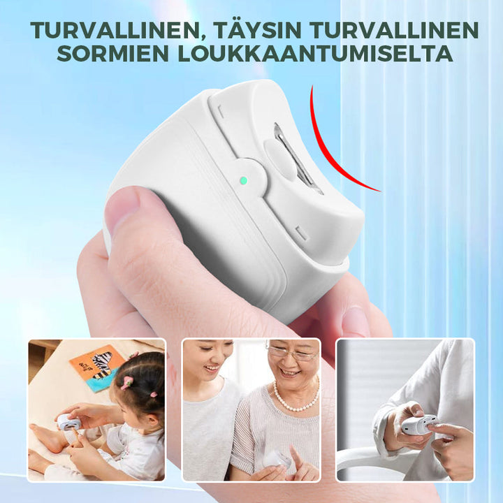 Genopladelig hvid ergonomisk negleklipper til smart hjem, buet design og indbygget beholder til neglerester