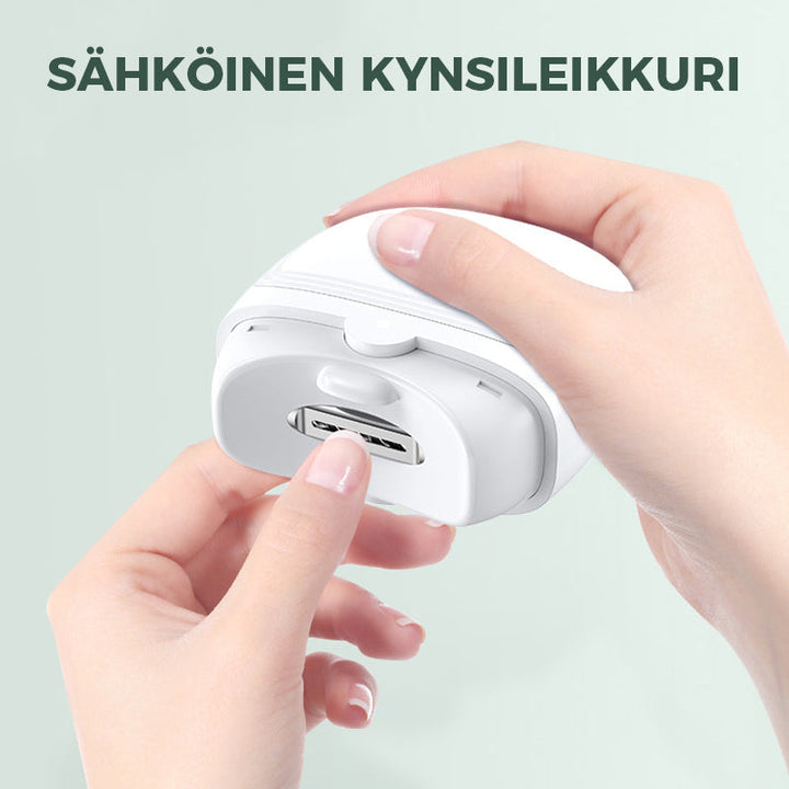 Genopladelig hvid ergonomisk negleklipper til smart hjem, buet design og indbygget beholder til neglerester