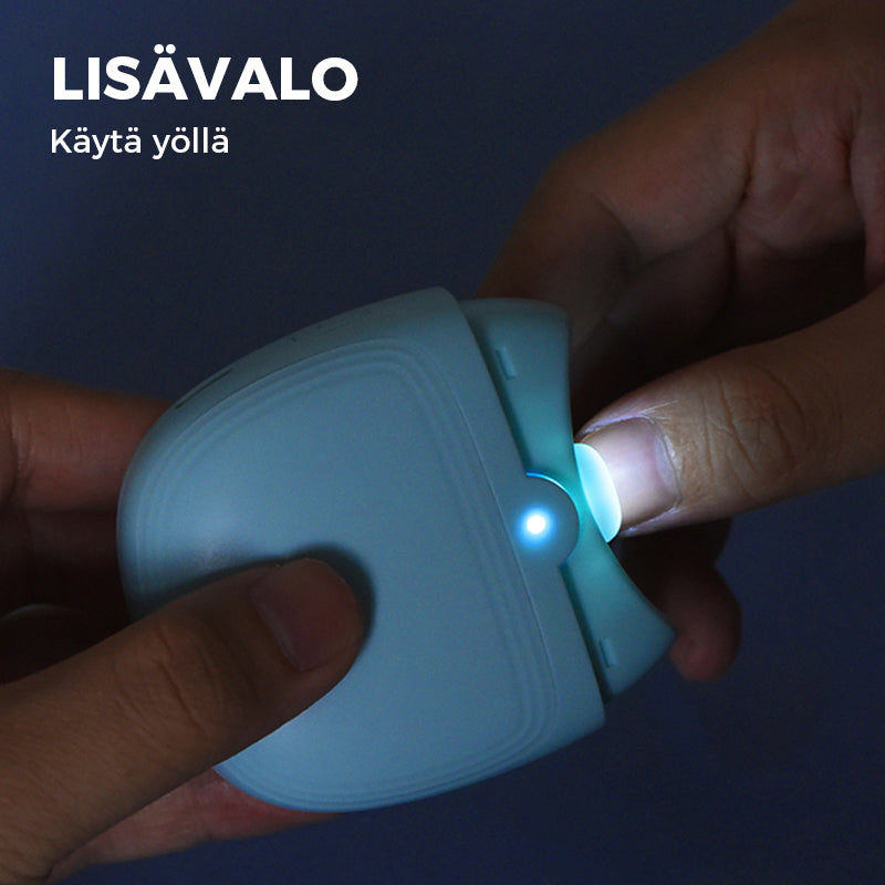 Genopladelig hvid ergonomisk negleklipper til smart hjem, buet design og indbygget beholder til neglerester