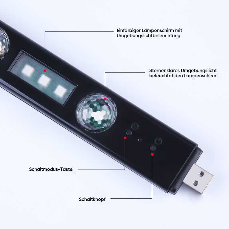 Genopladeligt USB LED-bilinteriørlys, klare og farverige lysstrimler skaber et levende bilinteriør.
