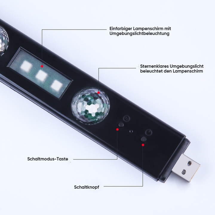 Genopladeligt USB LED-bilinteriørlys, klare og farverige lysstrimler skaber et levende bilinteriør.