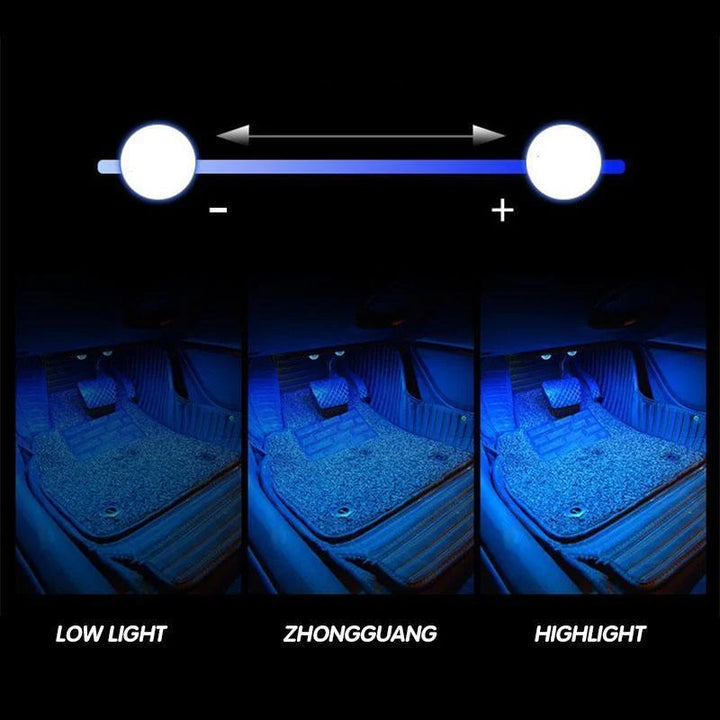 Genopladeligt USB LED-bilinteriørlys, klare og farverige lysstrimler skaber et levende bilinteriør.