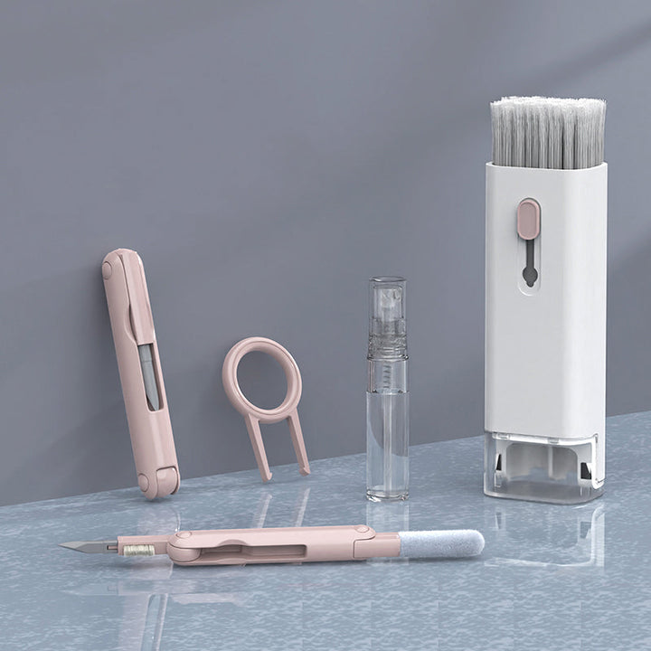 Unisex 7-i-1 rengøringssæt til tastatur og skærm, blå og pink; kompakt, let, pen-model.