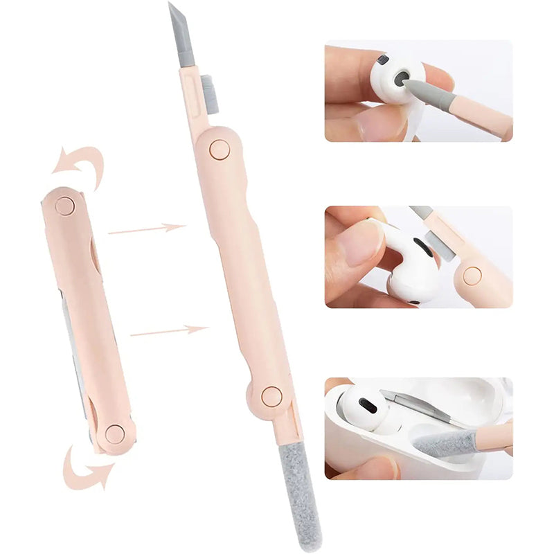 Unisex 7-i-1 rengøringssæt til tastatur og skærm, blå og pink; kompakt, let, pen-model.
