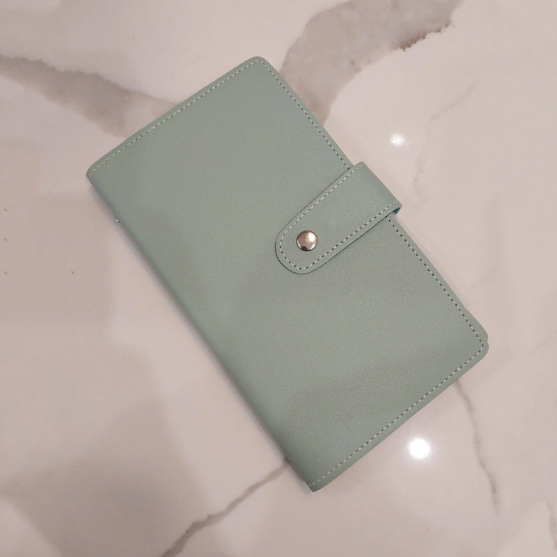 Unisex 96 kirjekuori säästöhaastekirja rahansäästöön, värikäs visuaali minttuvihreä, lila, vaaleanpunainen kirja.