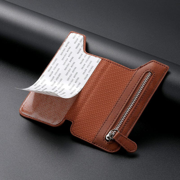 Unisex PU læder mobilpung etui, stilfuldt sort design, plads til seks kort, praktisk og holdbart valg.