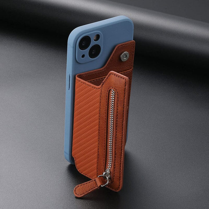 Unisex PU læder mobilpung etui, stilfuldt sort design, plads til seks kort, praktisk og holdbart valg.