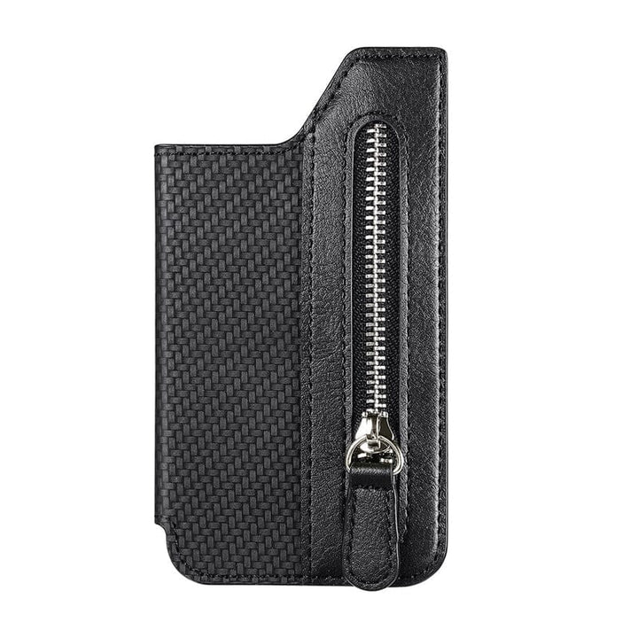 Unisex PU læder mobilpung etui, stilfuldt sort design, plads til seks kort, praktisk og holdbart valg.