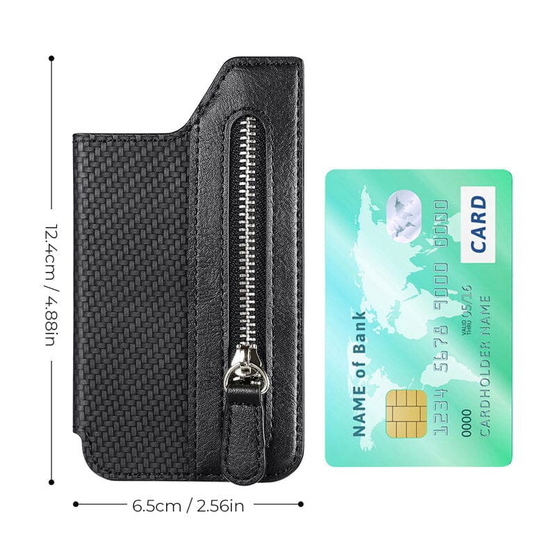 Unisex PU læder mobilpung etui, stilfuldt sort design, plads til seks kort, praktisk og holdbart valg.