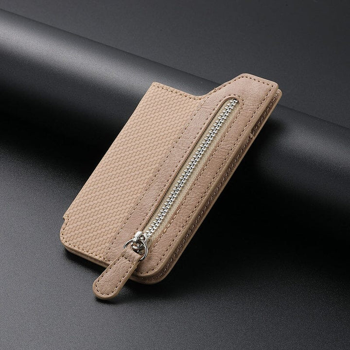 Unisex PU læder mobilpung etui, stilfuldt sort design, plads til seks kort, praktisk og holdbart valg.