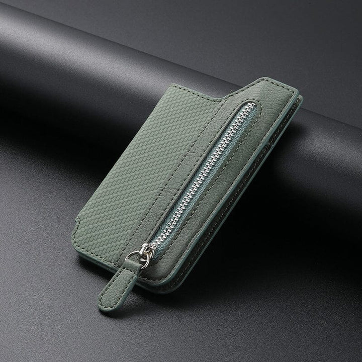 Unisex PU læder mobilpung etui, stilfuldt sort design, plads til seks kort, praktisk og holdbart valg.