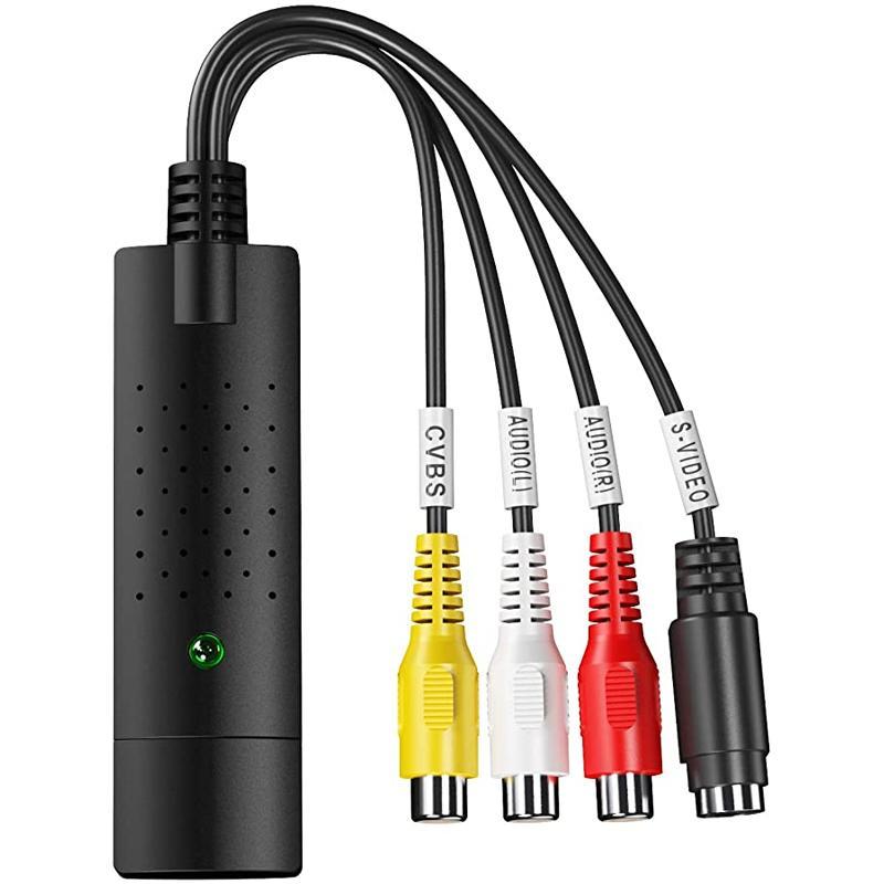 Unisex USB Video Capture Adapter til Smart Home, kompakt sort enhed til PC- og videoenhedstilslutninger, VHS-konverter.