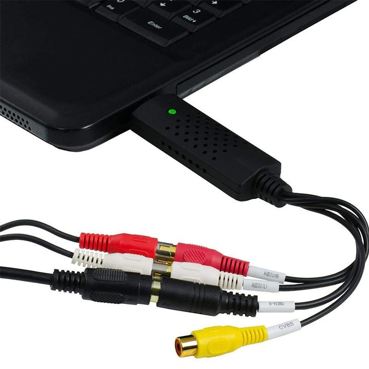 Unisex USB Video Capture Adapter til Smart Home, kompakt sort enhed til PC- og videoenhedstilslutninger, VHS-konverter.