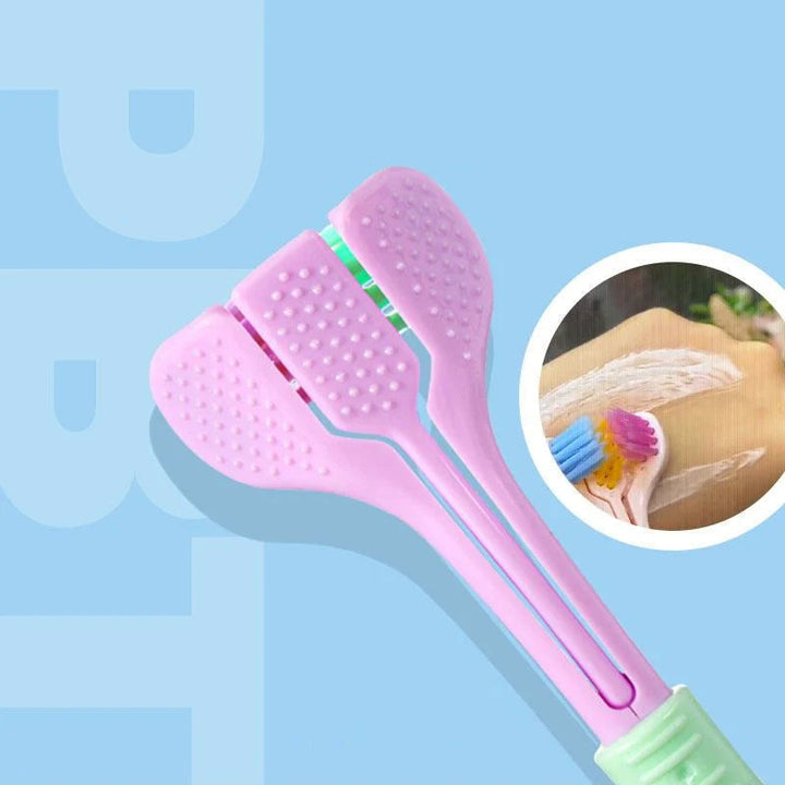 Unisex V-formet tandbørste med 3 sider, blød, lilla-nuancer, ergonomisk design, velegnet til mundhygiejne.
