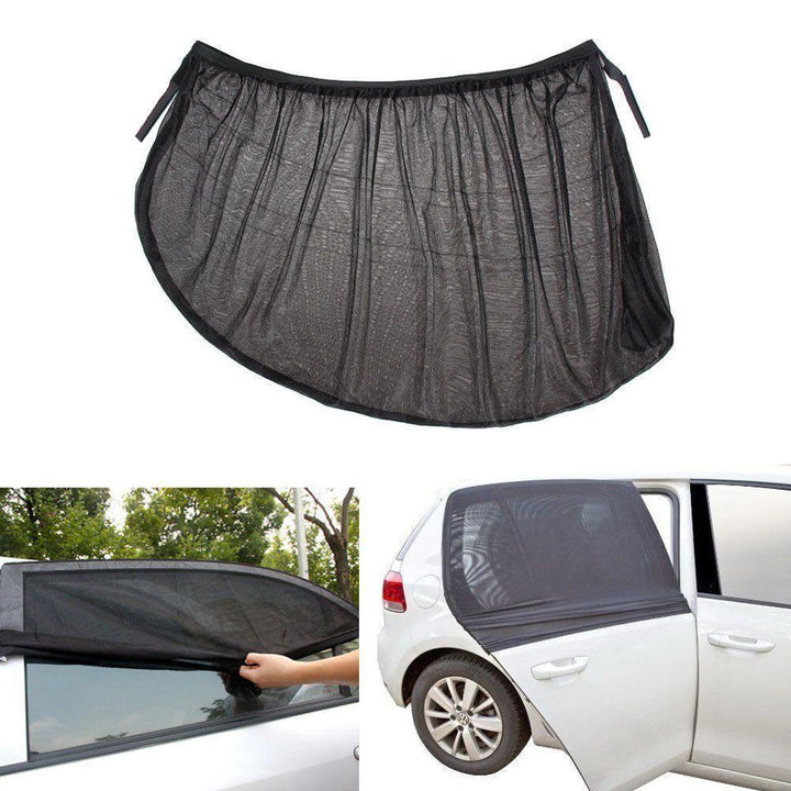 Unisex bil siderude solskærm, solbeskyttelse; mørkt polyester netstof, UVA-beskyttelse, 2 stk.