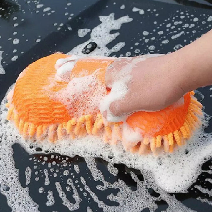 Unisex chenille bilvaskehandske til effektiv rengøring i blå, pink og orange, brugervenlig og let design.