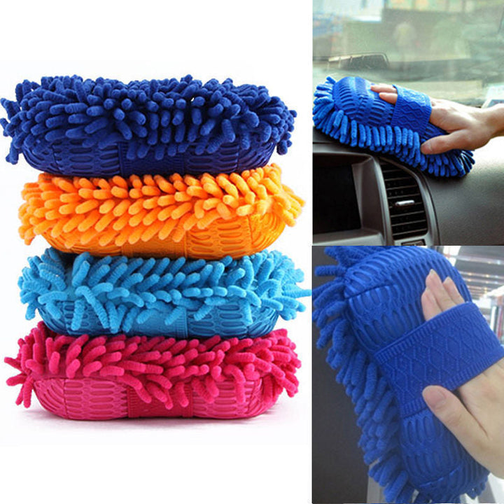 Unisex chenille bilvaskehandske til effektiv rengøring i blå, pink og orange, brugervenlig og let design.