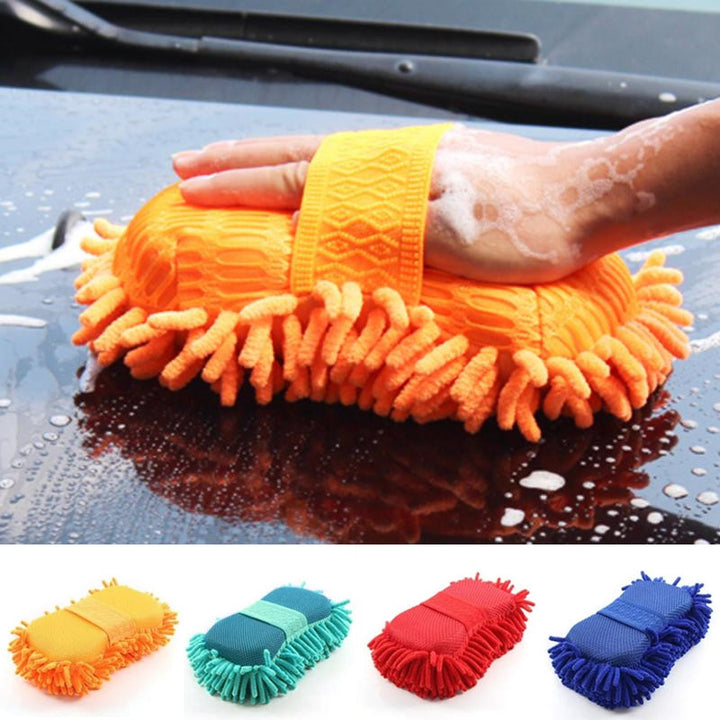 Unisex chenille bilvaskehandske til effektiv rengøring i blå, pink og orange, brugervenlig og let design.