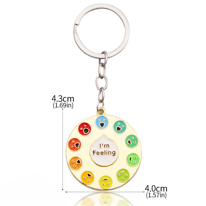 Unisex emaljenøglering, regnbuefarver, syv emojis, fra glæde til vrede, udtryk dine følelser med stil.