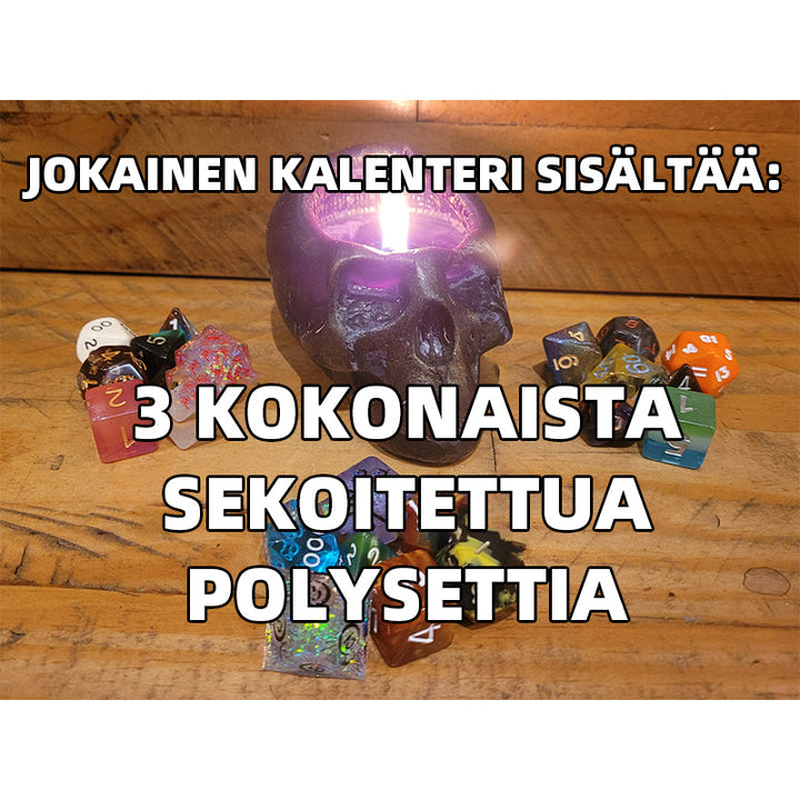 Unisex harts Advent-kalender 2023, med en grøn polyedrisk terning bagpå, perfekt til at vente på jul