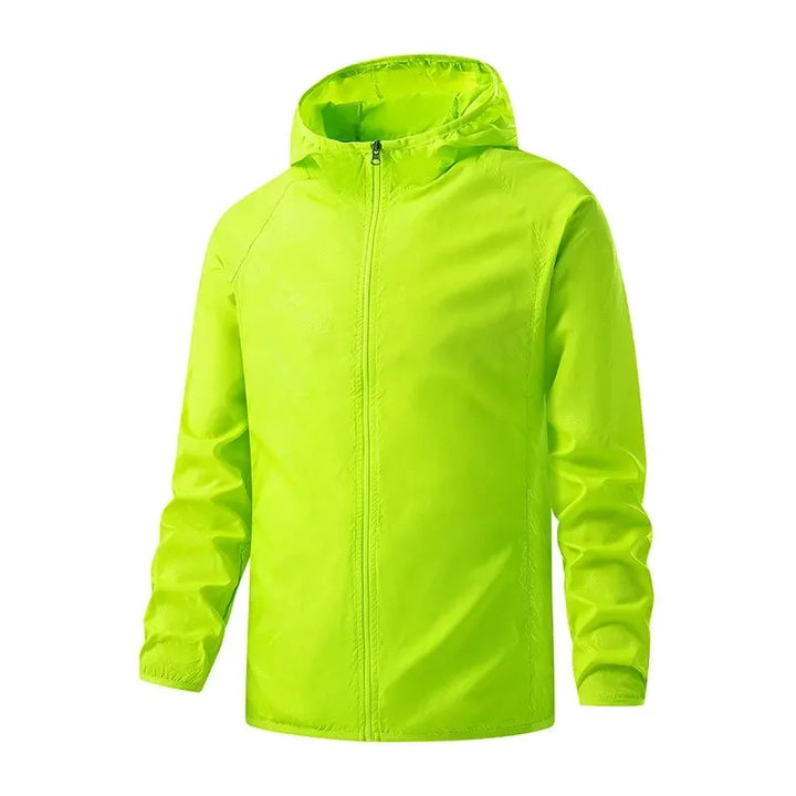 Unisex åndbar vandtæt vandretørrer, let polyester, multifunktionelle lommer, velegnet til udendørs brug.