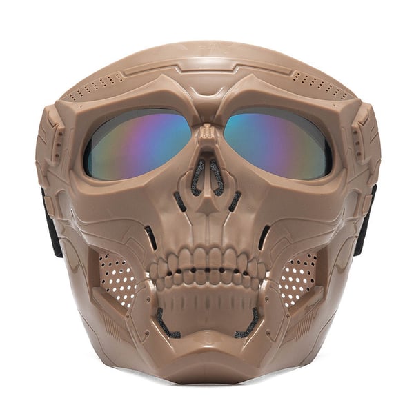 Unisex Kraniet Gyser Hjelm Maske, sort materiale, justerbare stropper, polstret med skum, egnet til airsoft og paintball