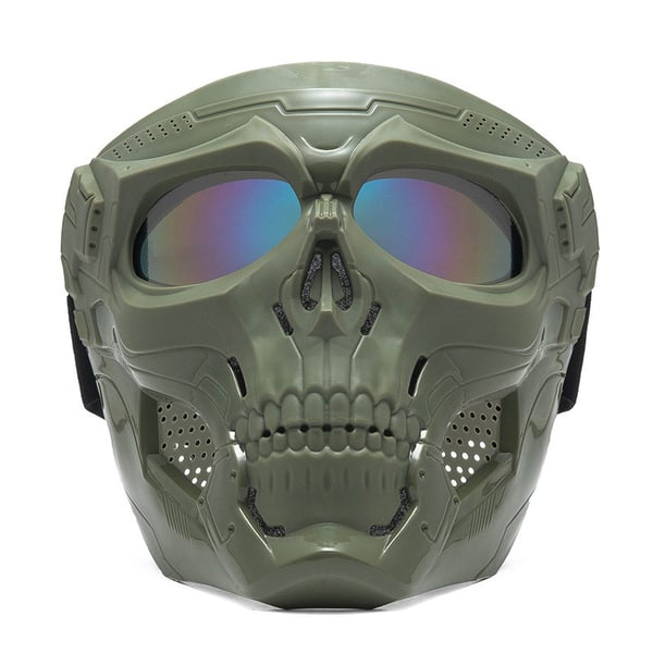 Unisex Kraniet Gyser Hjelm Maske, sort materiale, justerbare stropper, polstret med skum, egnet til airsoft og paintball