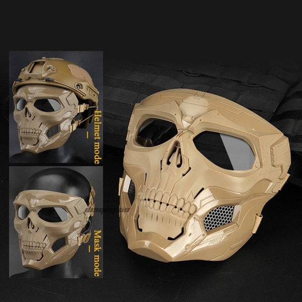 Unisex Kraniet Gyser Hjelm Maske, sort materiale, justerbare stropper, polstret med skum, egnet til airsoft og paintball