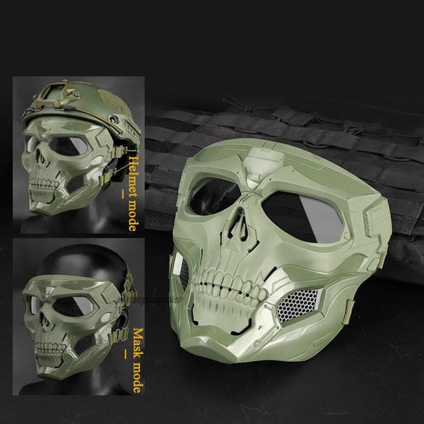 Unisex Kraniet Gyser Hjelm Maske, sort materiale, justerbare stropper, polstret med skum, egnet til airsoft og paintball