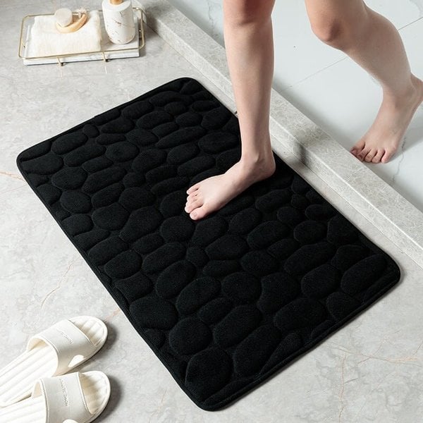 Unisex korallifrotee kylpyhuonematto, pehmeä ja pörröinen, liukastumisenestolla; kivimäinen kuvio ja nopea imukyky.