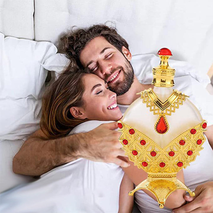 Unisex blomster parfumeolie, smuk gylden nuance; velegnet til dag og aften, flaske 15ml eller 35ml.