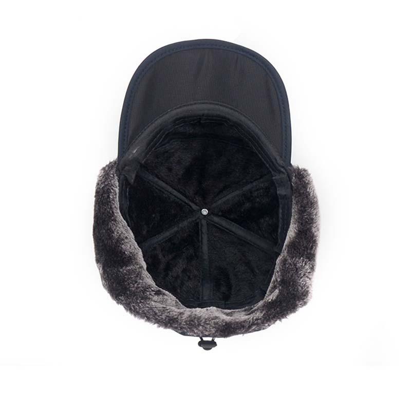 Unisex varm vinterhat med maske, sort imiteret pels, beskytter hoved, ører og ansigt til vinter.