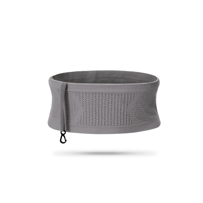 Unisex multifunktionel åndbar lændetaske til sport, grå og sort, fire lommer, stilfuldt og ergonomisk design.