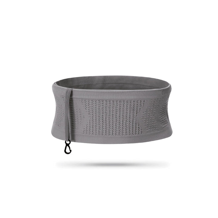 Unisex multifunktionel åndbar lændetaske til sport, grå og sort, fire lommer, stilfuldt og ergonomisk design.